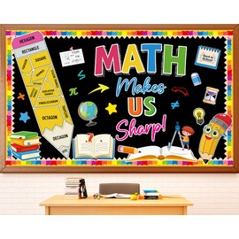 Math Bulletin Board Decorations Set Colorful Mathematics Classroom Decorations Math Makes Us Sharp Paper Cutouts Educational Bulletin Board Set for Back to School Classroom Window Wall Door Decor