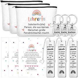 Ylinge Teacher Gift 3-Piece Teacher Appreciation Gift Set with Cosmetic Bags Thank You Cards Keyring and Bookmark for Teacher's Day Farewell Birthday Retirement Graduation
