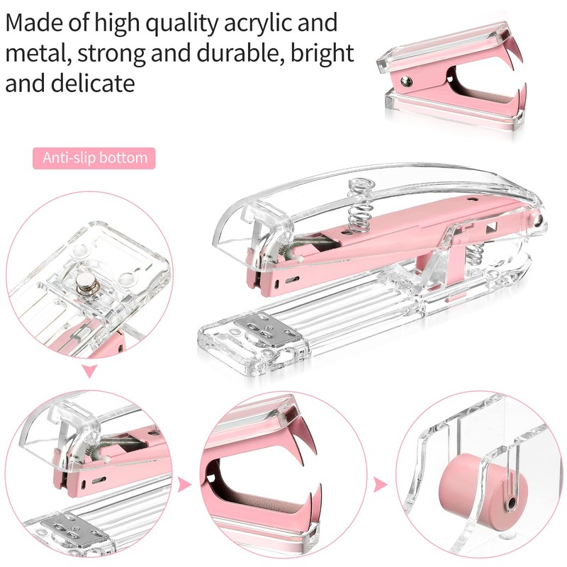 Office Supplies Set Desk Accessory Kit, Acrylic Stapler Set Staple