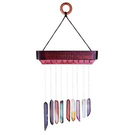 KYEYGWO Colourful Agate Discs Geode Wind Chime Sun Catcher Crystal Stone Chime Artwork for Home Garden Decoration 30-35 cm