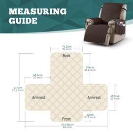 Ruaozz 100% Waterproof Recliner Chair Covers, Non-Slip Reclining Covers for Recliner Chair Washable Chair Cover, Recliner Covers with Pockets for Kids, Dogs, Pets (Chocolate, 30'')