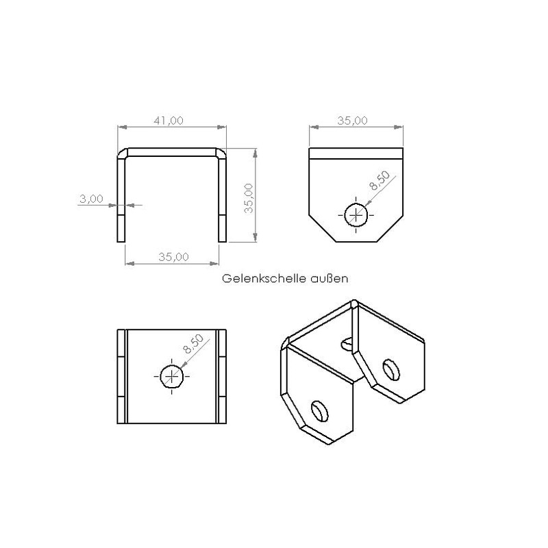 Universal Joint Clamp, Joint Connector, Swivel Joint for M8 Made