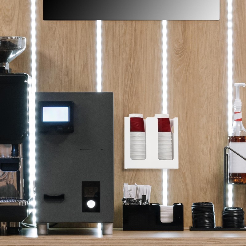 sourcing map Disposable Coffee Cup Dispenser, 2 Compartments White Acrylic