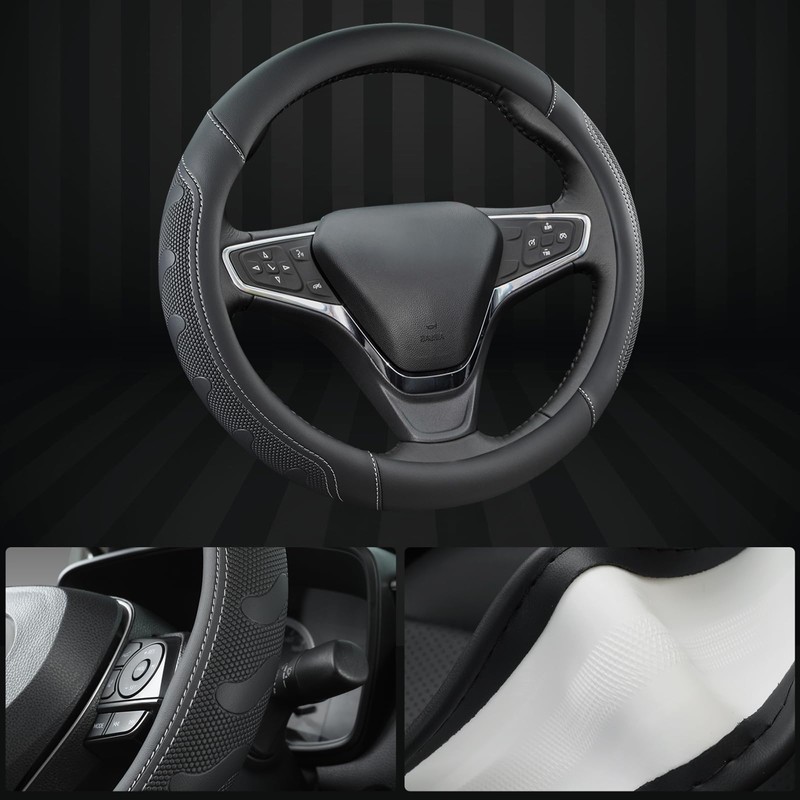 GIANT PANDA Car Steering Wheel Cover Customized for Chevy, Black