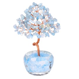 Jovivi Aquamarine Crystal Tree Crystals and Gemstones Tree of life Gifts for Women,Blue Healing Crystal Tree Spiritual Gifts For Women Mum Birthday House Warming