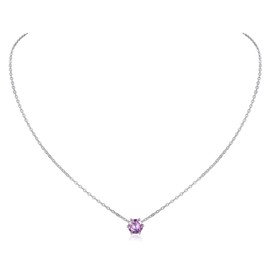 ChicSilver 925 Sterling Silver Alexandrite Necklace for Women White Gold Plated June Birthstone Necklace Dainty Round Crystal Purple Jewelry