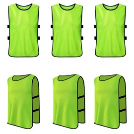 MZSX 6 PCS Casacche Calcio Adulti, Allenamento Pettorina da Calcio, per Netball Rugby Calcio Formazione, Basket e Giochi di Squadra, Riutilizzabile, taglie grandi per adulti(Verde fluorescente)