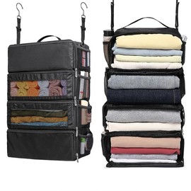 STORICANS Hanging Travel Organizer, Carry-on Luggage Suitcase Organizer, Travel Essentials Portable Travel Shelves Packing Cube, Black