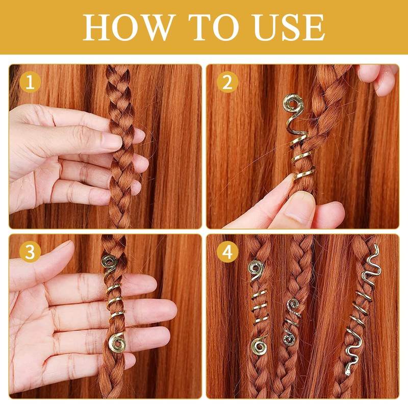 Zsanhua 28 Pieces Spiral Dreadlocks Hair Beads, Dreadlocks Hair Jewellery