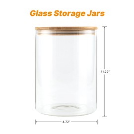 YUNCANG Glass Storage Jars,2 PACK -108oz/3200ml Clear Glass Food Storage Containers with Airtight Bamboo Lid Stackable Kitchen Canisters for Candy,Cookie,Rice,Sugar,Flour,Pasta,Nuts and Spice Jars