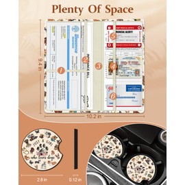 Slohif Car Registration and Insurance Card Holder - Dogs Vehicle Glove Box Organizer Women with Magnetic Shut Leather Automobile License Holders Coasters Auto Accessories Case for Document