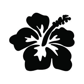 RDW Hibiscus Flower Sticker - Decal - Die Cut - Hawaii Hawaiian - Black 11.20" x 10.00"