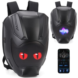 RKV86 Motorcycle Backpack for Men LED Backpack, DIY Programming GIFs, Hard Shell, 40-55L Large Capacity and Waterproof Laptop Backpack
