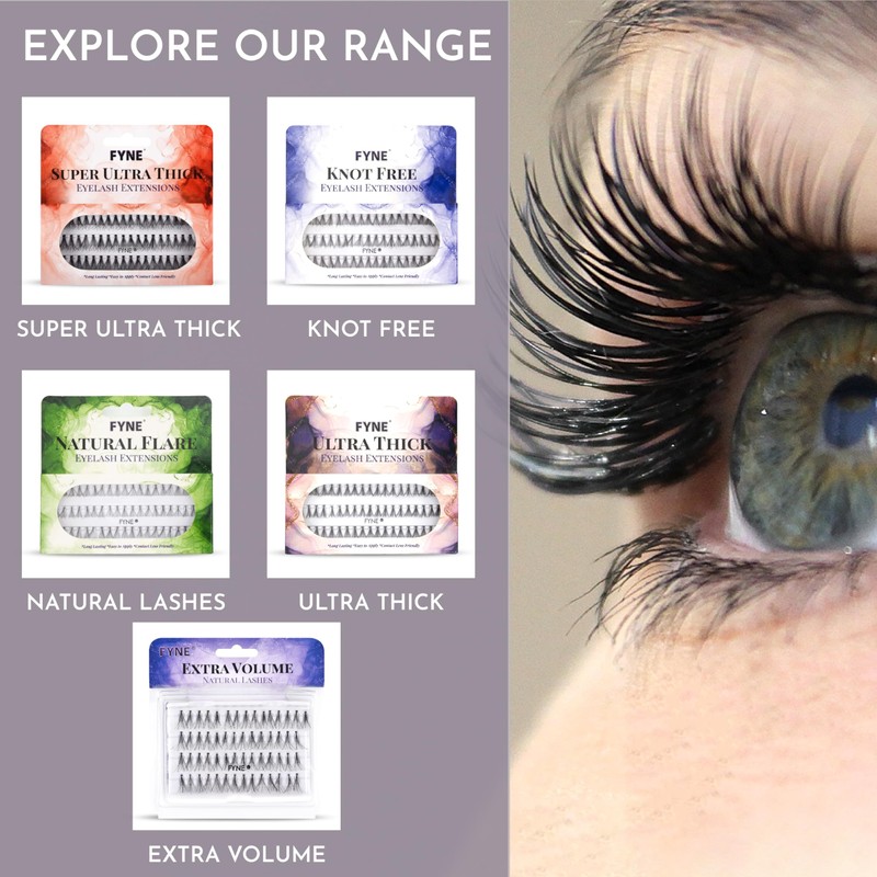 Natural Lashes by FYNE – 60 Medium Cluster Lashes per