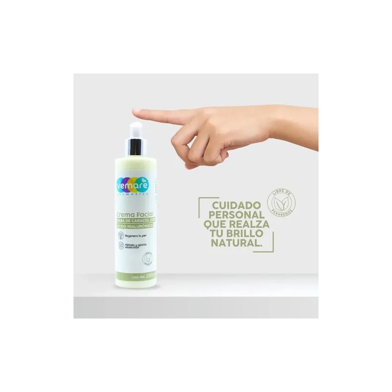 Crema De Baba De Caracol Con Ácido Hialurónico Vemare 250ml