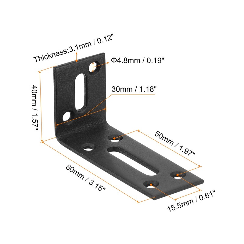 sourcing map Adjustable L Corner Braces, 4Pcs 80 x 40