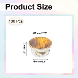 sourcing map 100 Pcs Single-Sided Aluminum Foil Cupcake Liners, Greaseproof Muffins Baking Cupcakes for Wedding Birthday Party Decoration, Coffee (Round-Pattern)