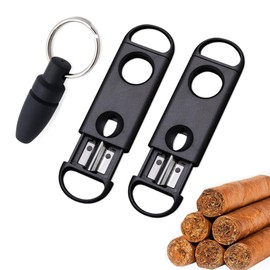RUIENGCOMM 3Pcs Stainless Steel Double Blade Cigar Scissors Accessories with Cigar Punch V Type Cigar Cutter Stainless Steel Cigar Tool Portable Cigar Hole Opener for Cigar Lovers Cigar Gift Set