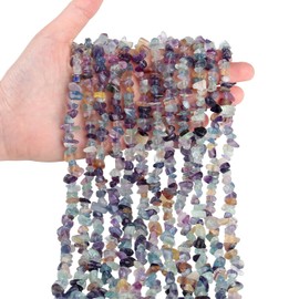 AWARDSEN 400 Pieces Fluorite Gemstone Beads for Bracelets 6 mm, Gemstone Beads Set Natural Irregular Bead Bracelet DIY Bracelets Earrings Jewellery Gifts for Women 5-8 mm