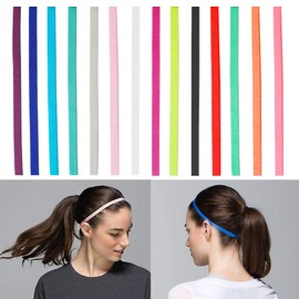 Wudong 14 Pack Elastic Sports Headbands, Non-Slip Stretchy Slim Headbands for Running Yoga Training Football and More