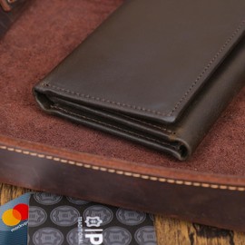 Polare Full Grain Leather Trifold Wallet with AirTag Slot RFID Blocking Credit Card Holder with ID Window for Men