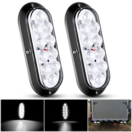 Nilight 6 Inch Oval White LED Trailer Tail Lights Surface Mount 2PCS 10 LEDs Waterproof Reverse Back Up Trailers Lighting for Truck RV Boat Bus Lorry Camper Van Caravan