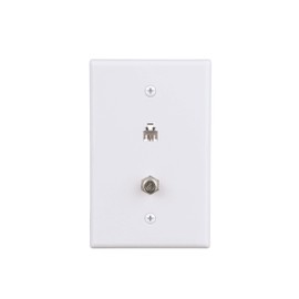 EATON Wiring 3536-4W-L Flush Mount Mid Size Wall Plate with Telephone Jack and Coaxial 4-Conductor, White