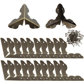 bociloy 24PCS 1.3” Metal Box Corner Protector, Bronze Triangle Edge Decorative Case Corner Edge Guard Protector Metal Cabinet Table Edge Cover