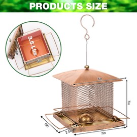 Bird Feeder,Outdoor Hanging Heavy Duty Metal Wild Bird Feeder Squirrel Proof for Garden Yard Outside Backyard, 3.5LB Large Capacity