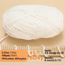 Yarn for Crocheting,100g Soft Yarn for Crocheting,Crochet Yarn for Sweater,Hat,Socks,Blankets(White)