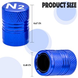 MEAJOO 12PCS N2 Nitrogen Logo Tire Valve Stem Caps, Premium Alloy Stem Covers, with Plastic Liner Corrosion Resistant Leak-Proof, Universal for Cars, SUVs, Bikes, Trucks and Motorcycles (Blue)