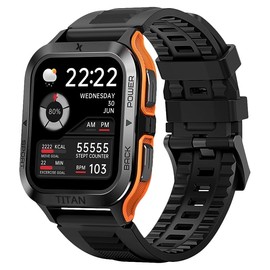Maxcom FW67 Titan Pro Smartwatch with Fitness Tracker, Heart rate monitor, incoming calls and inbuilt speaker - Black & Orange