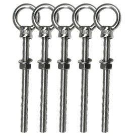 CUKAYO Eye Bolts, 5pack 3/8" X 4-3/4" Heavy Duty Shoulder Lifting Ring Threaded Eyebolts with Nuts Washers 316 Stainless Steel Marine Grade Eyebolt