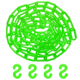 M METERXITY Plastic Barriers Chain, 10Ft Length Green Plastic Waterproof Safety Chain Link with S-Shaped Buckle for Crowd Control/Elevator/Parking/Driveway, Caution Barriers Link