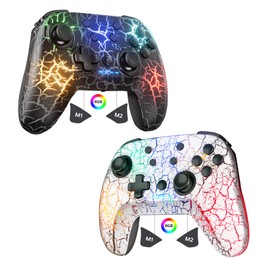 2 Pack Wireless Switch Controller, Compatible with Switch/Switch Lite/OLED/PC, 1000mAh Switch Pro Controller with 9 Color LED, Programmable, Multi-Vibration & Multi-Axis Gyro, Motion, Turbo, Share, Screenshot
