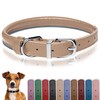OOPSDOGGY Rolled Leather Dog Collar Reflective Roll Collars for Small