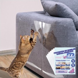 Wolfi Set de 12 Protectores de Sillones Antiarañazos para Gatos, Protectores de Sofá Transparente, Protector de Muebles para Gatos, Tapetes Rascadores para Gatos, Cinta Autoadhesiva para Muebles