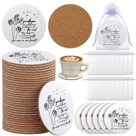 Singhoow 50 Set Funeral Favors Celebration of Life Decorations with 50 Wood Coasters 50 Organza Bags Memorial Gifts for Family Church Funeral Prayer