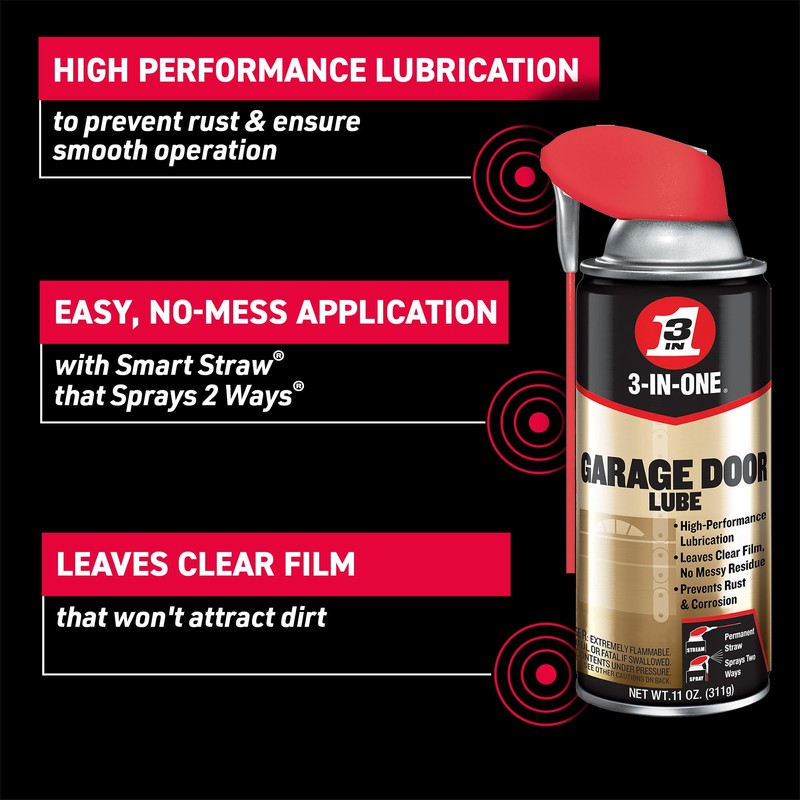 3-IN-ONE Garage Door Lubricant with SMART STRAW SPRAYS 2 WAYS,