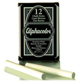 Quartet Alpha Non-Toxic Low Dust Chalk, 3/8" Inch Diameter, White, 12 Sticks per Pack (314005)