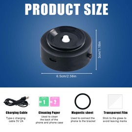 Magnetic Car Suction Cup Phone Holder, 360° Rotation Magnetic Suction Mobile Phone Mount Adjustable Cell Phone Suction Holder for Dashboard Windshield Mirror Gym (Black)