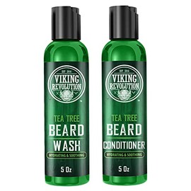 Viking Revolution Juego Lavado Acondicionador Barba Árbol Hombres Suavizante Natural Aceite Argán Vitamina Ginseng