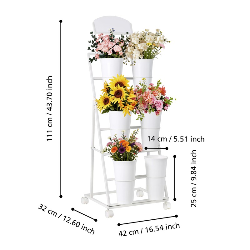 VitarBora Flower display stand, three tiers with six vases, suitable