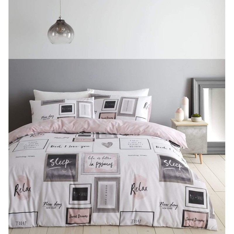 Catherine Lansfield Sleep Dreams Reversible Single Duvet Cover Set with
