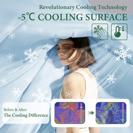 TEXARTIST Cooling Comforter King Size, Cooling Blanket for Hot Sleepers, Cold Blanket Summer Lightweight Breathable Soft Comforter to Stay Ice Cool for Night Sweats, Machine Washable, Blue (106"x90")