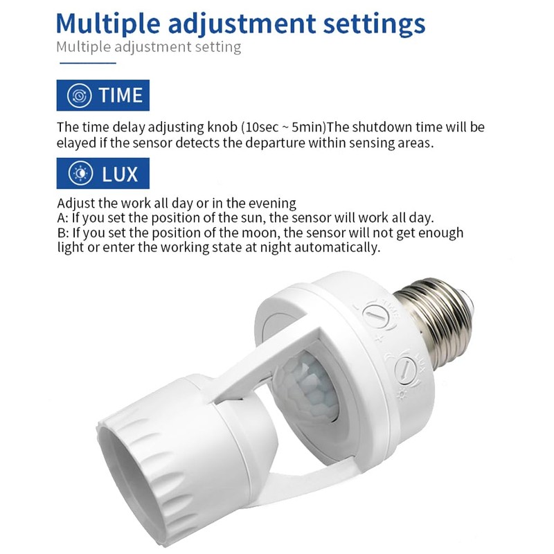 Glomora E27 Sensor Lights Socket, Motion Sensor Light Socket 10-300