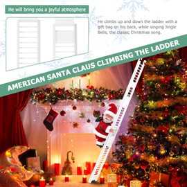 Electric Santa Claus Climbing Ladder, Funny Climbing Santa Music, Electric Climbs Up and Down, Christmas Tree Decorations for a Festive Touch (White)