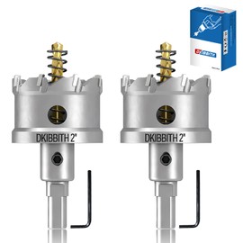 TCT Hole Saw Set, 2-Pack of 2 (50mm) Heavy Duty Tungsten Carbide Tipped Hole Cutters for Stainless Steel Mild Steel Copper Iron Brass Plastic and More, with Titanium-Plated Pilot Drill Bits