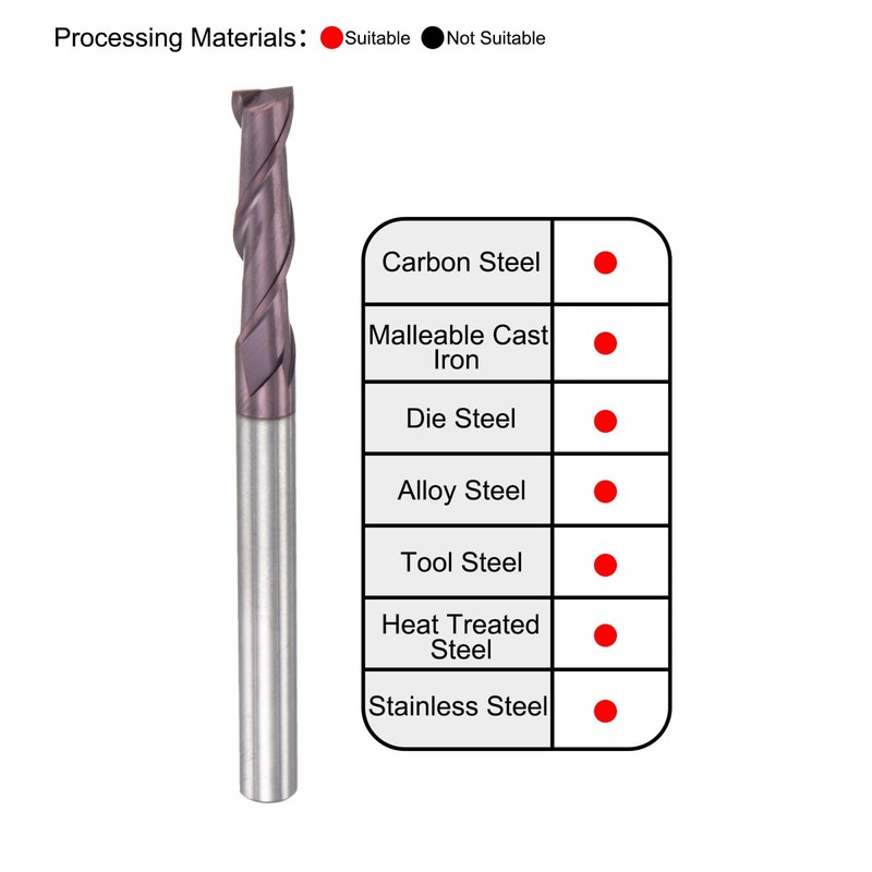 sourcing map Square Nose End Mill, 6mm Tip Dia Solid
