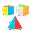 Speed Cube Set 3-in-1 Stickerless: 2x2, 3x3 & Pyramid Speed